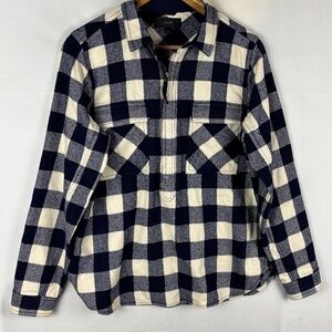NWOT J. Crew Women Long Sleeve Wool ½ Zip Pullover Flannel Shirt Top Sz M Plaid